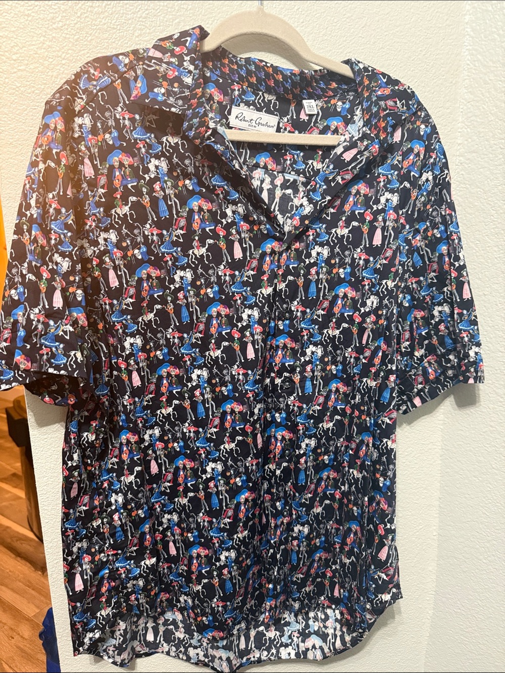 Robert Graham Black Short-Sleeve Printed Camp Shirt
